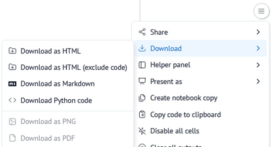 screenshot showing how to download a marimo notebook