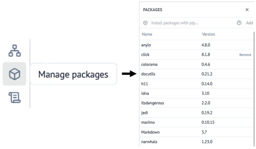 screenshot showing the default package manager