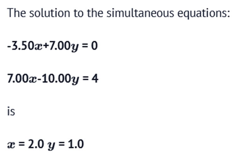 diagram showing results of simultaneous equations