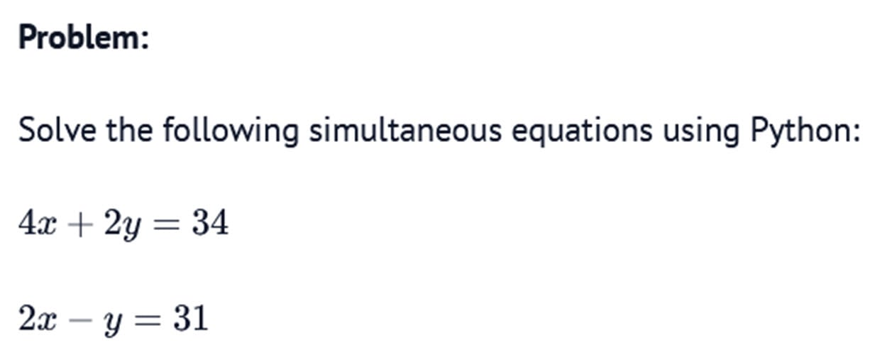 graphic showing equations to be solved