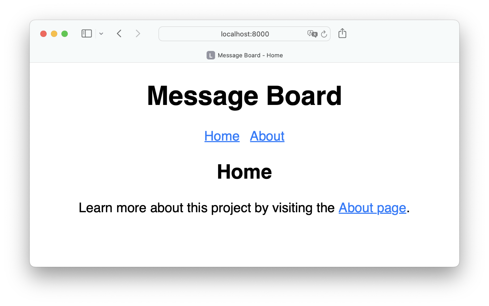 Home page with styling
