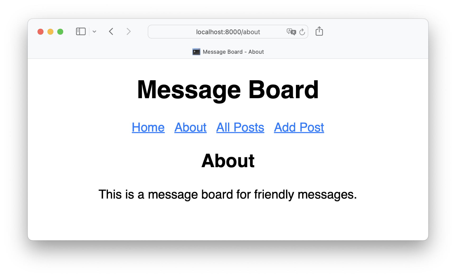 Page with all pages in the menu present