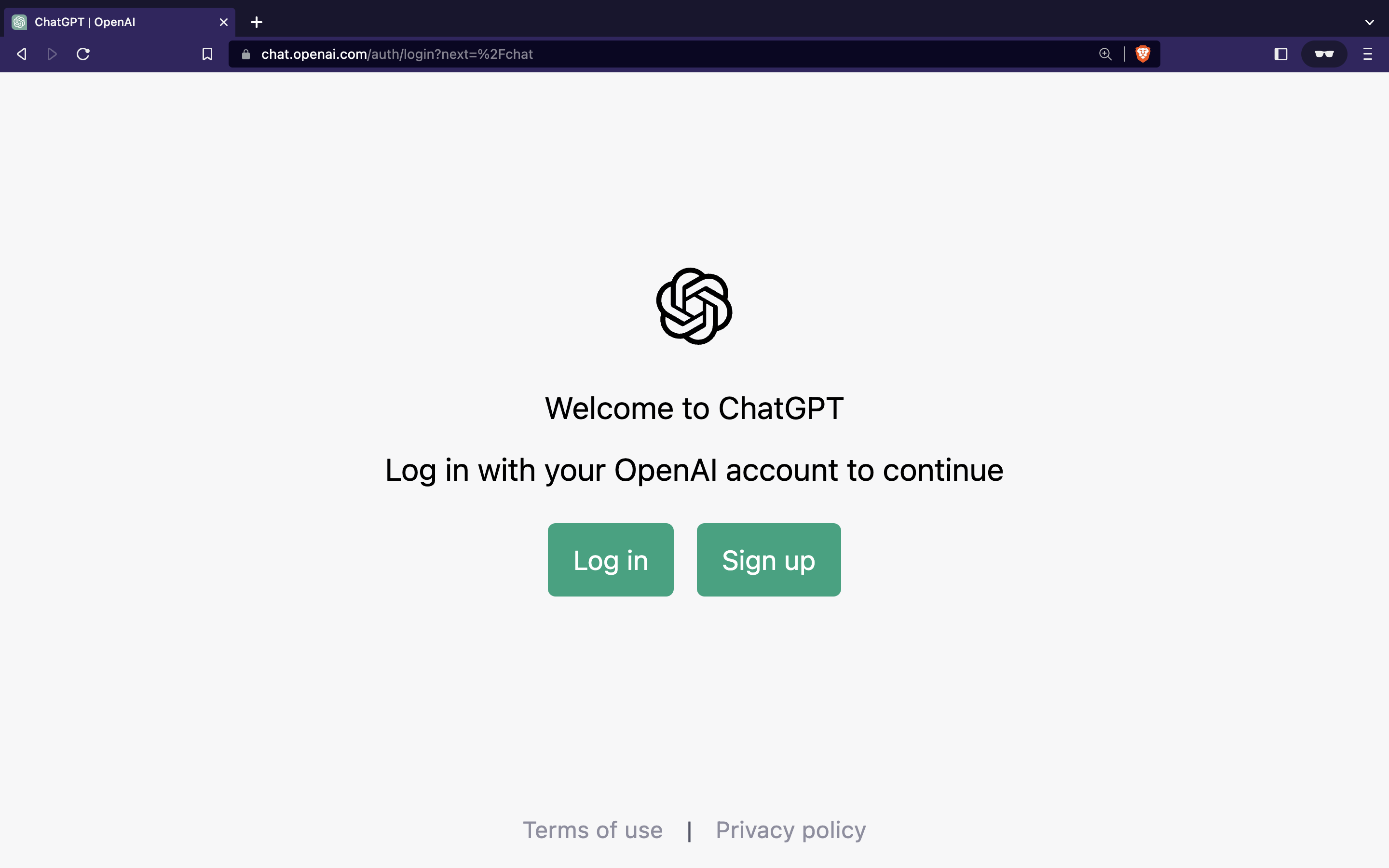 Landing page of ChatGPT giving you options to sign up or sign in