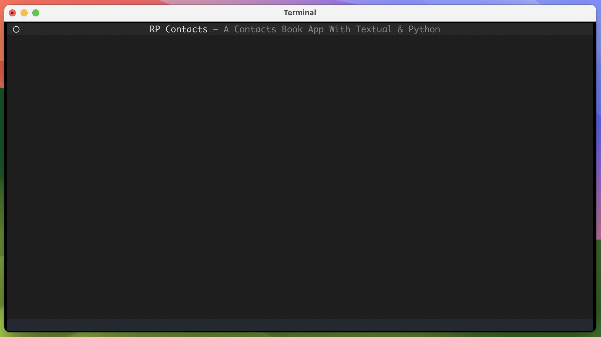 Contact Book Skeleton Textual App