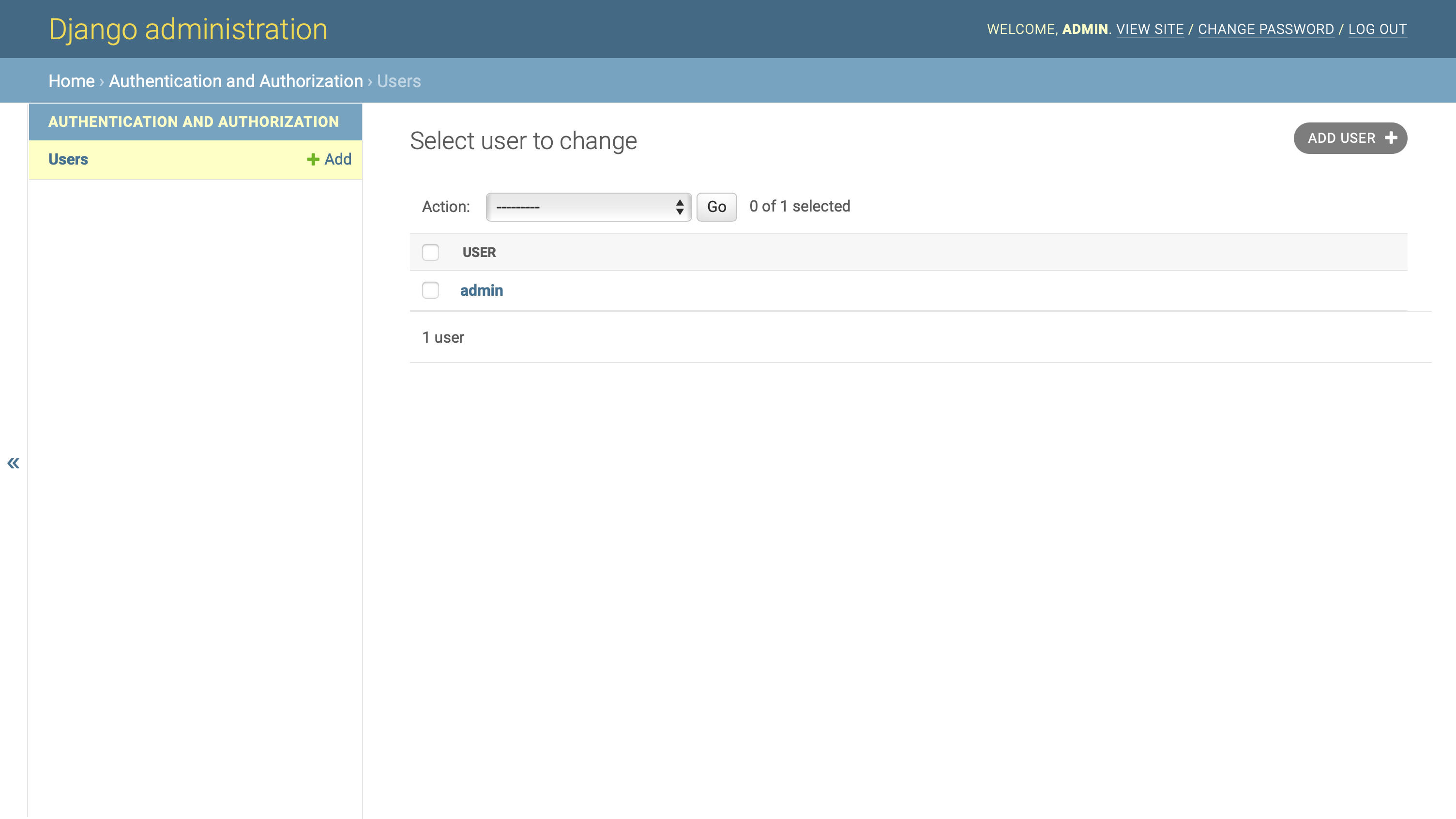 Reduced User model overview page in the Django Admin interface