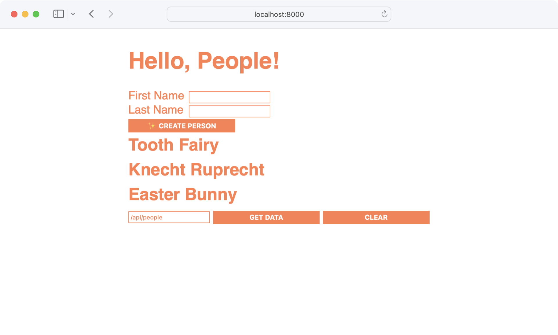 Screenshot of Flask website with an unstyled form