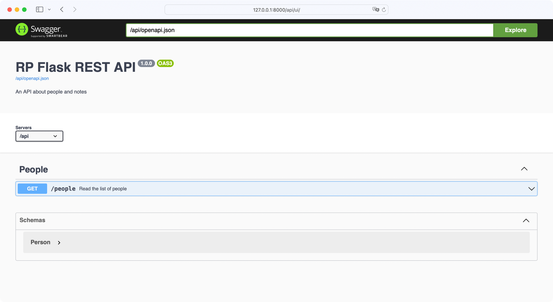 Screenshot of Swagger UI website