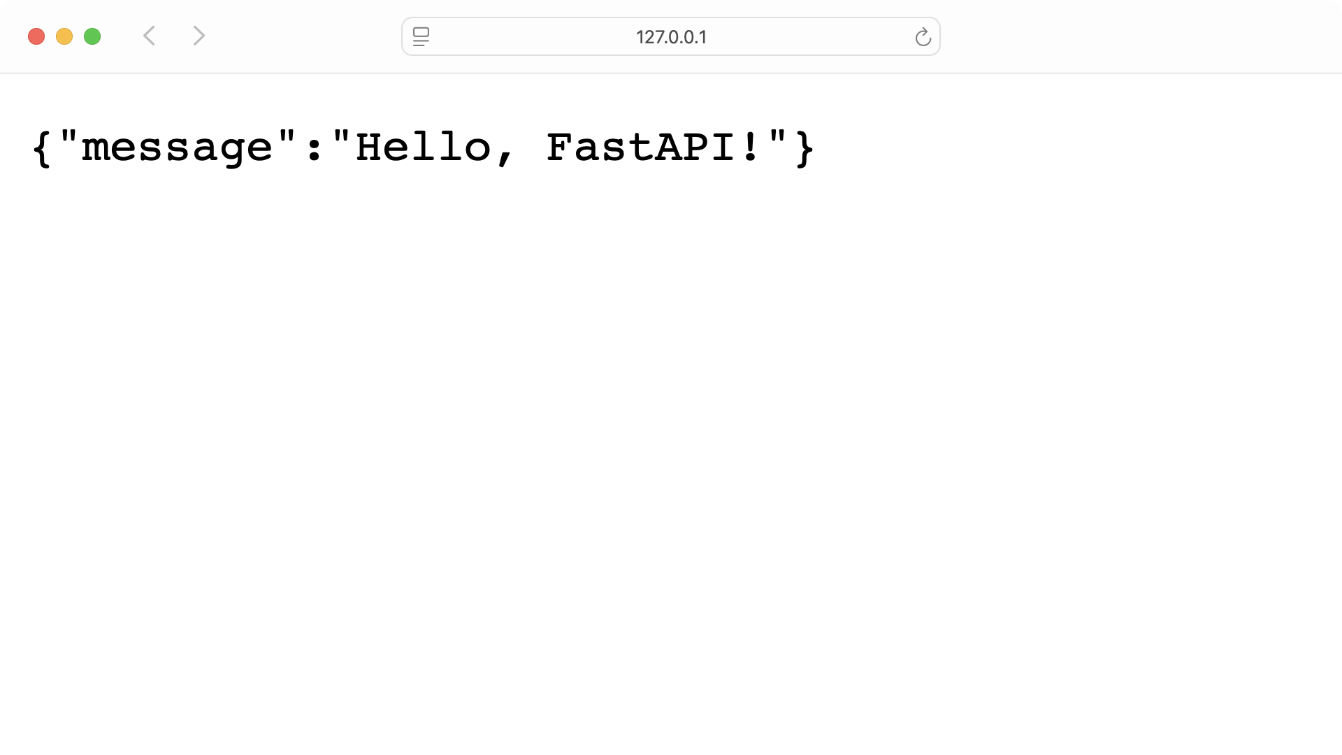 FastAPI "Hello, World!" response