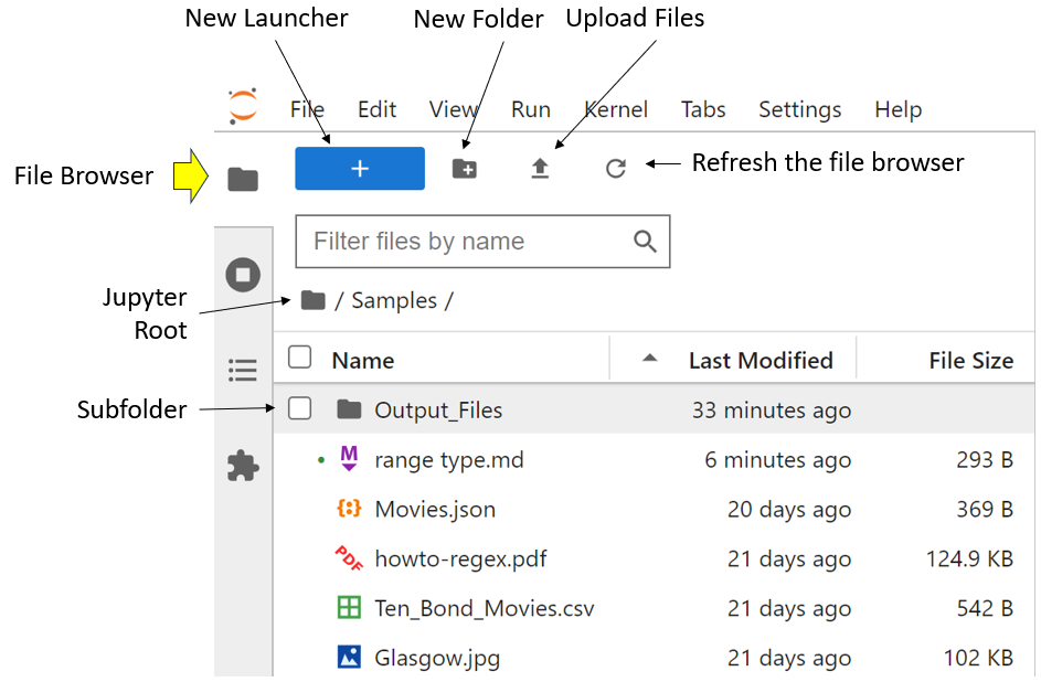 the file browser user interface