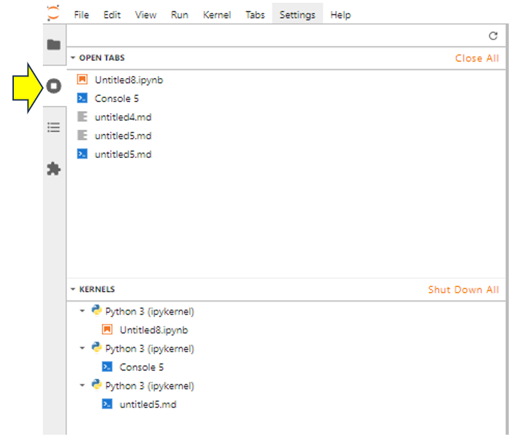 looking at the running kernels