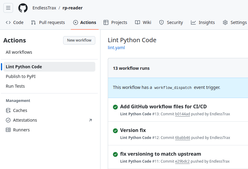 GitHub Actions Tab