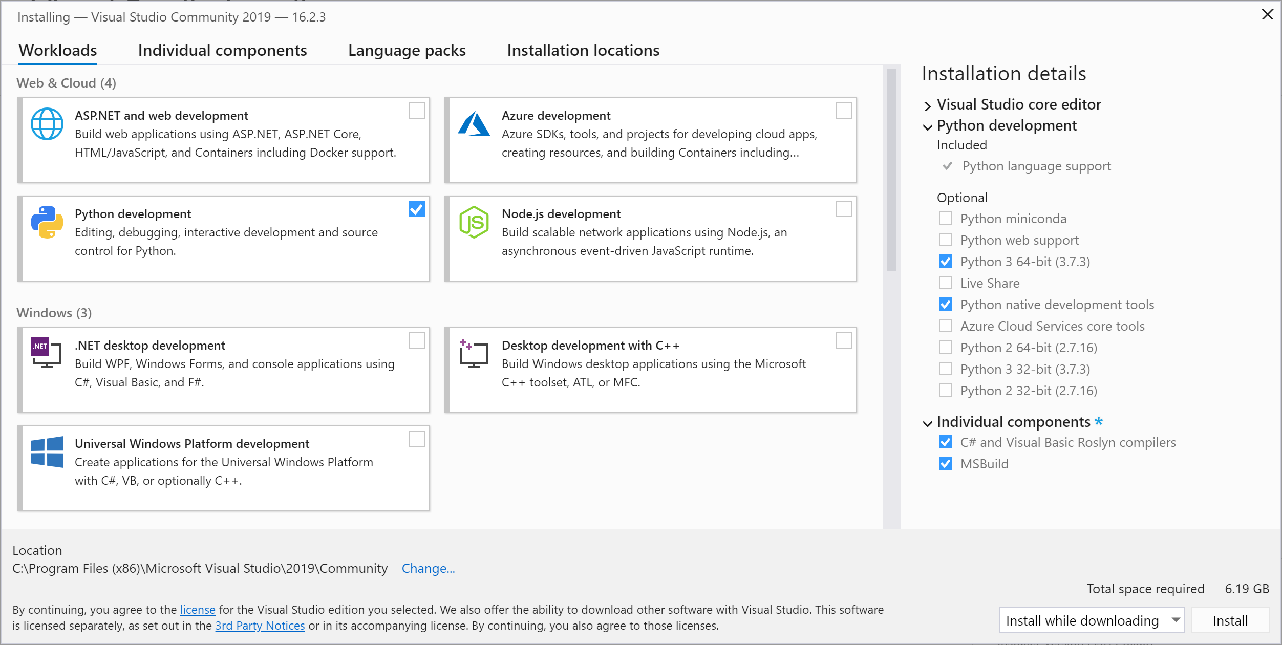 Visual Studio Options Window