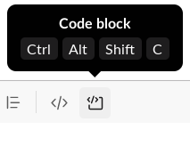 Slack code block button