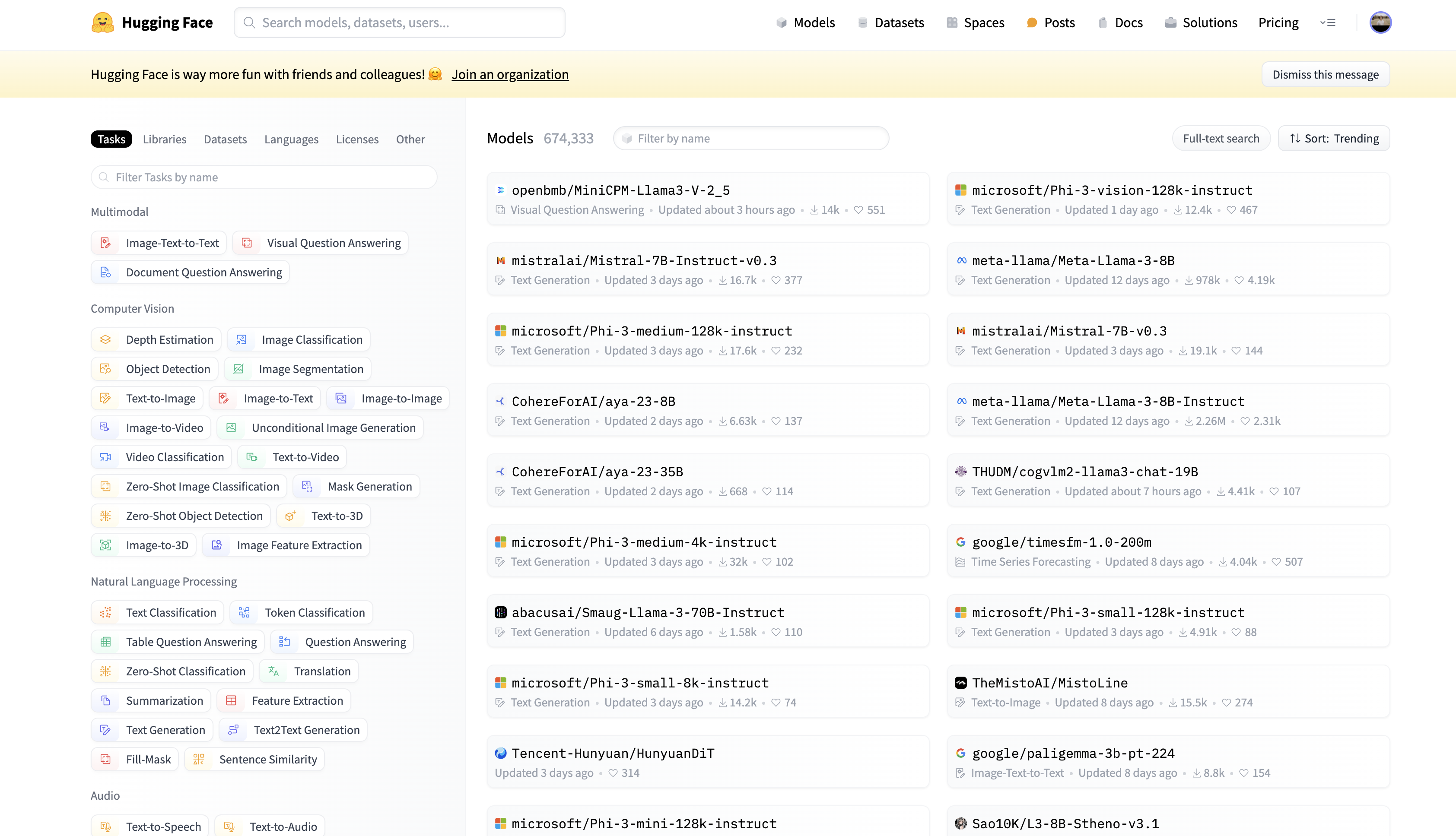 HuggingFace Models page